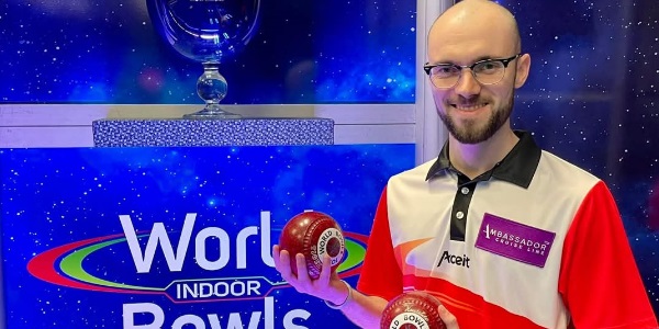 Jason at the Indoor World Bowls championship