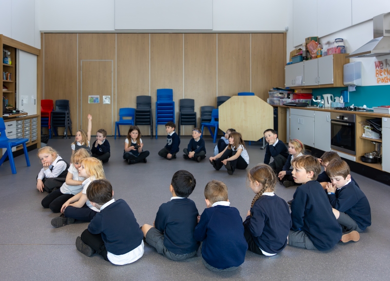 children sitting in a circle in a music project