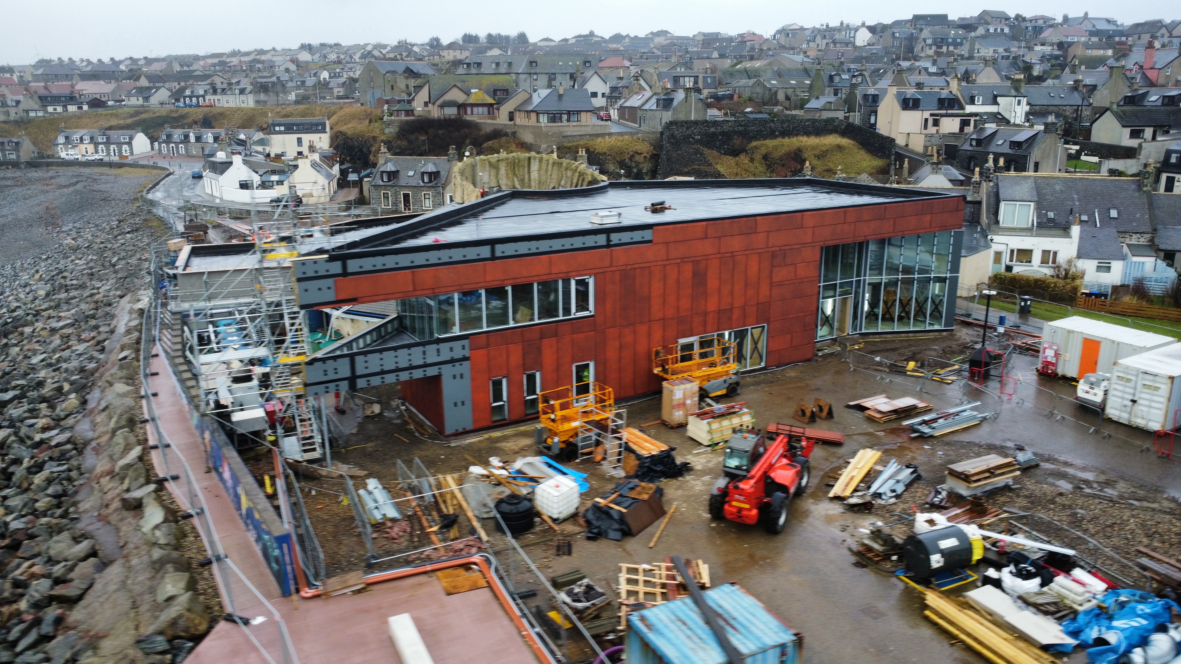 An external image of the works happening at Macduff Marine Aquarium