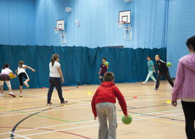 Children playing dodgeball