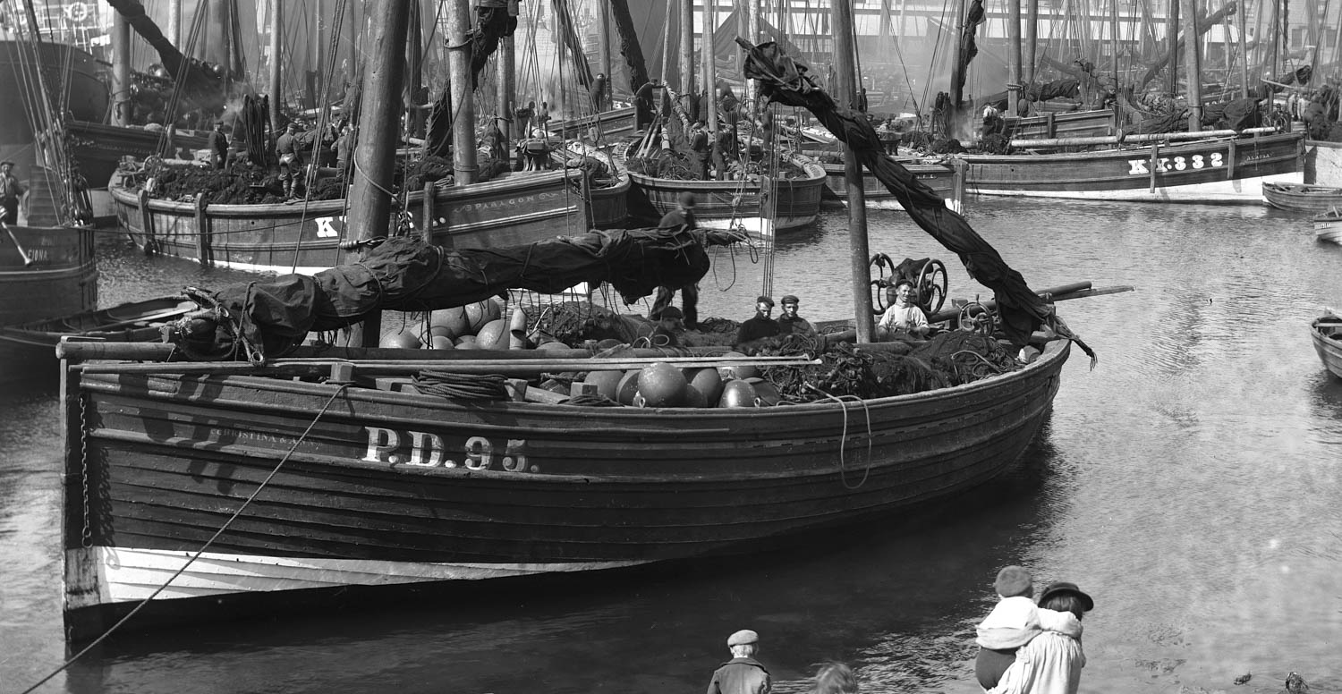 old image from the collections of a fishing boat in Peterhead harbour