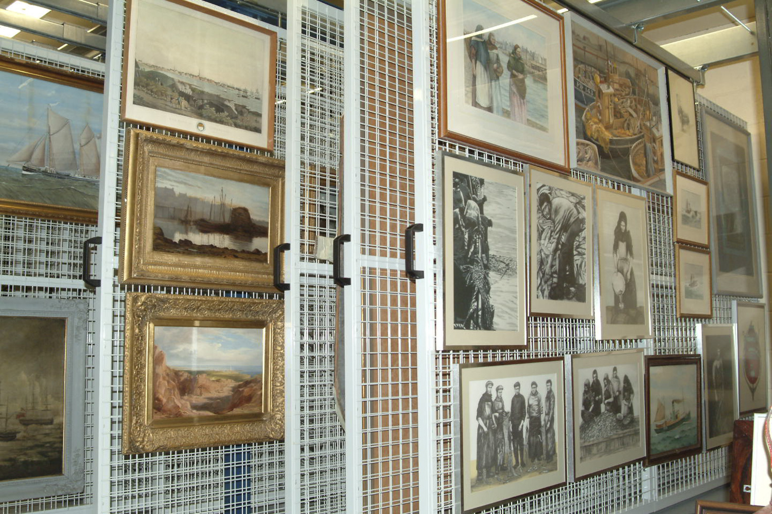 image of racking containing paintings