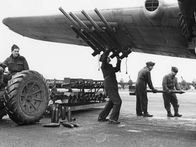 •	Bristol Beaufighter being armed with Rockets for an anti-shipping strike.