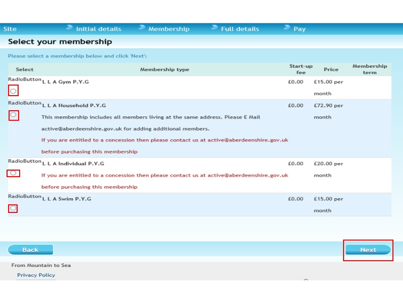 Screenshot showing pass options available