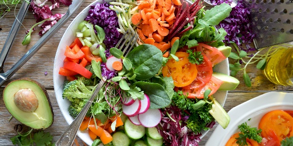 A bowl of healthy salad food items