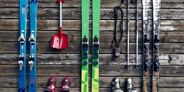 A selection of skis and poles