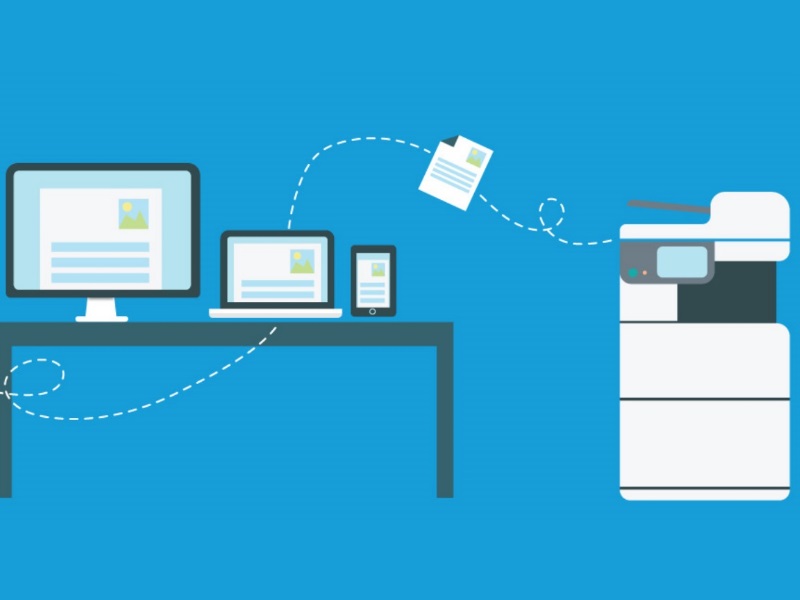 A graphic showing a computer and a printer