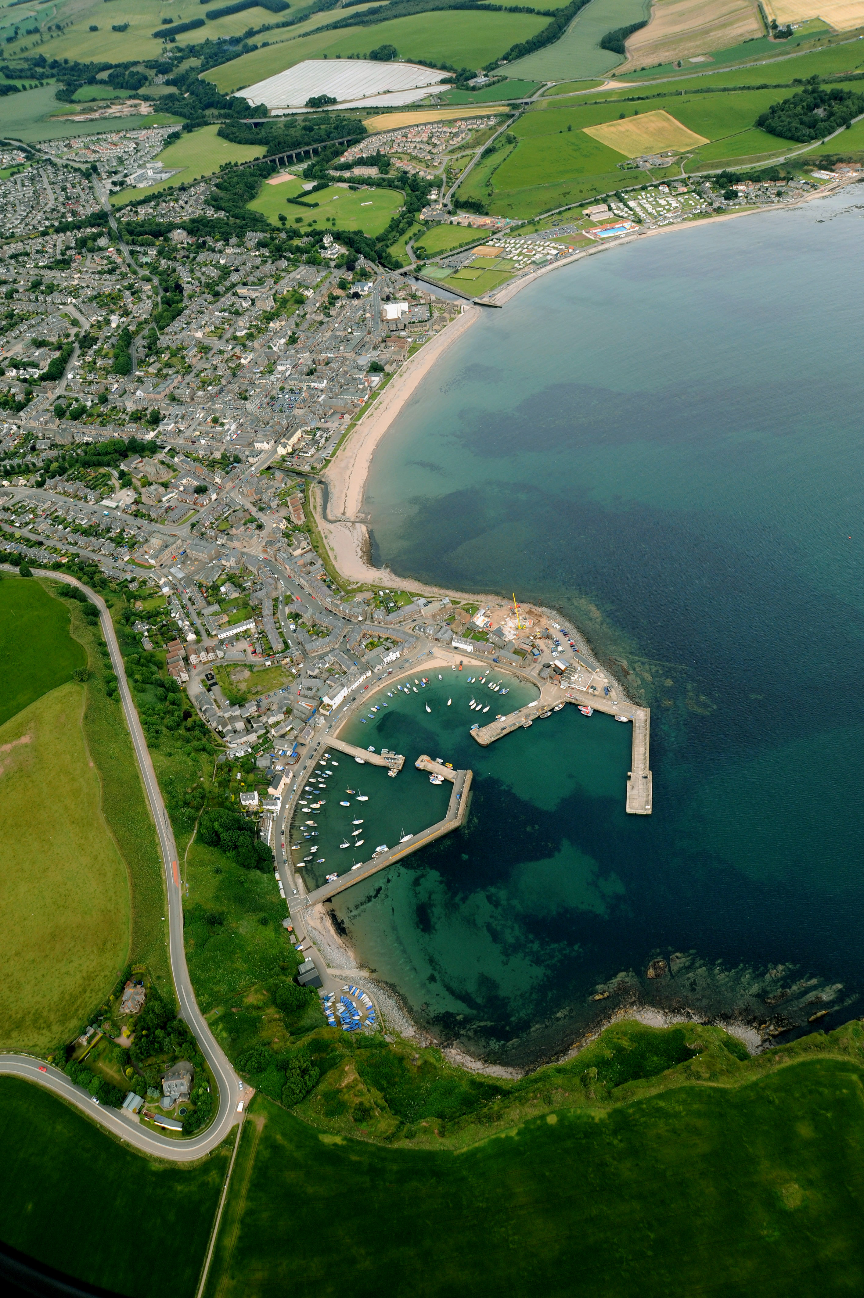 Ariel image looking over Stonehaven and the harbour.