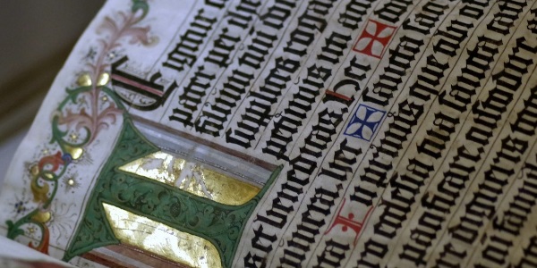 A close up of an old manuscript