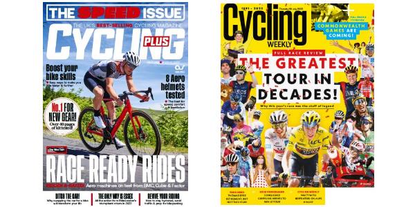 The covers of Cycling Plus and Cycling Weekly magazines