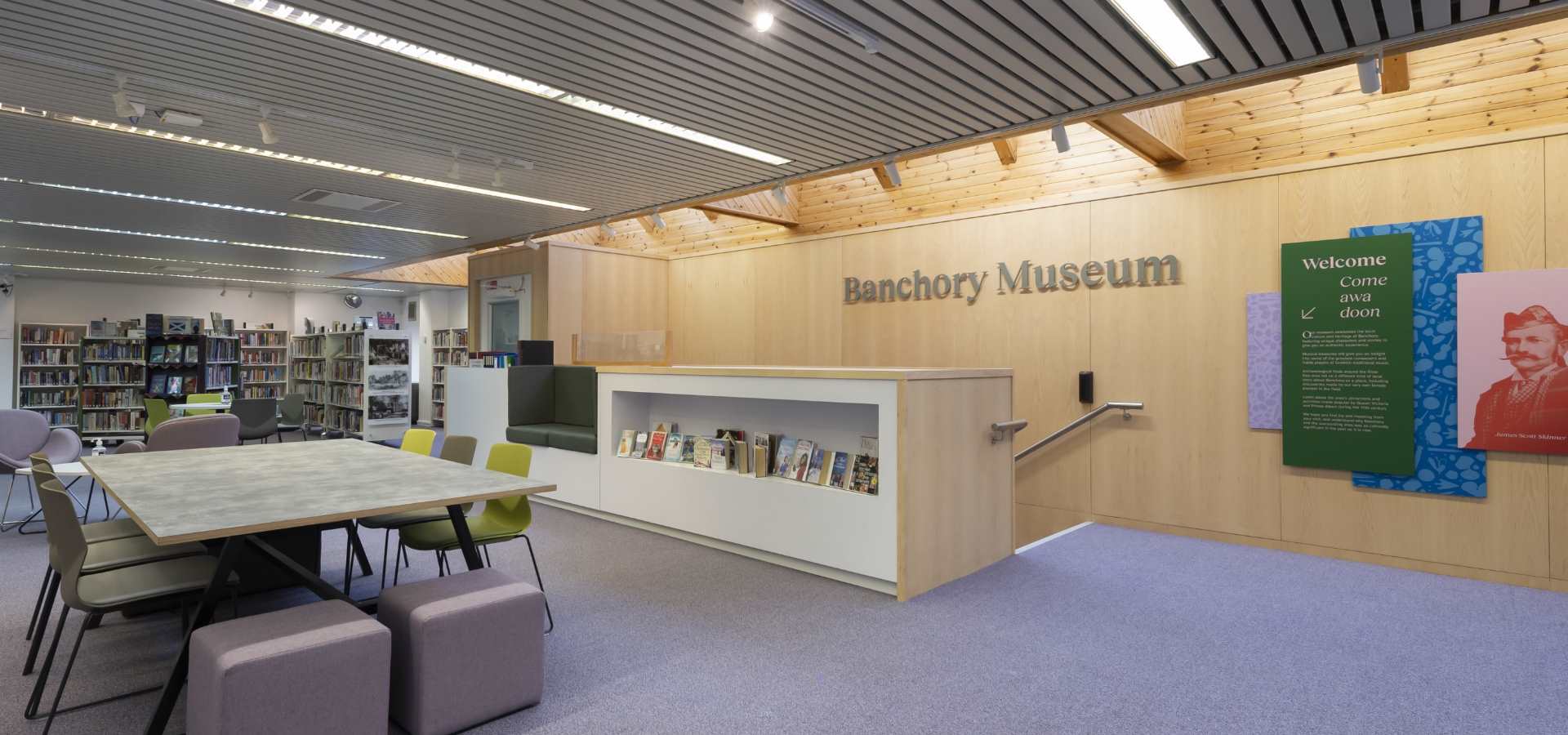 The refurbished Banchory Museum entrance inside the library
